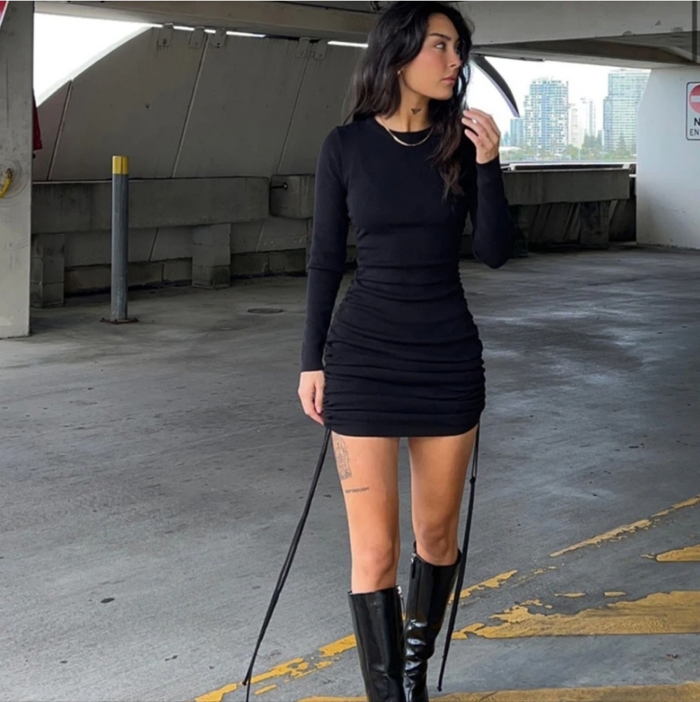Lioness  Knit black military minds long sleeve  mini dress size Large